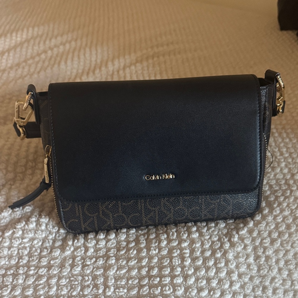 Calvin Klein Black and Brown Crossbody Bag